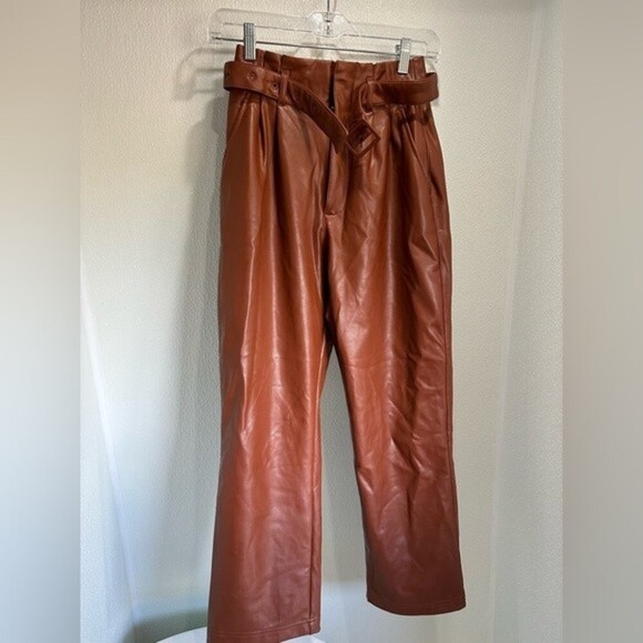 Abercrombie and Fitch Belted faux leather Ankle Pants - Picture 6 of 9